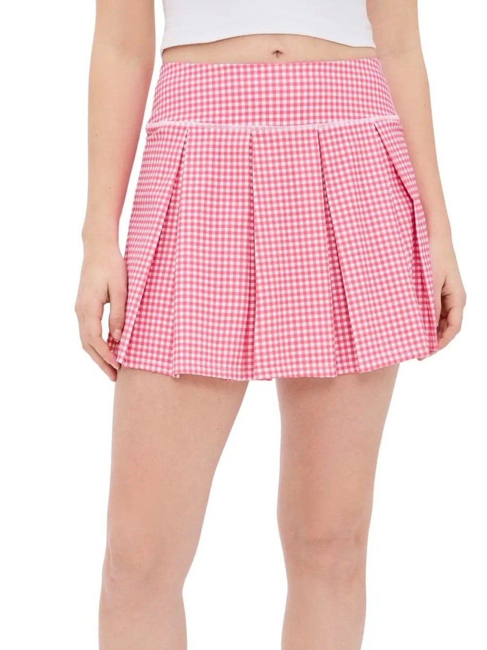NWT Addison Bay Smooth Sport 14in Pleated Racquet Skort X-Small Guava Gingham